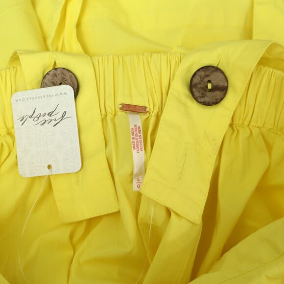 Free People Free-est Meet Me In Maui Mini Dress Ruched Cotton Yellow L 283049 - Picture 8 of 8